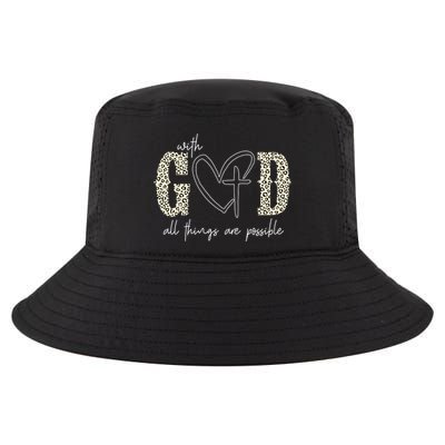 With God All Things Are Possible Cross Heart Cool Comfort Performance Bucket Hat
