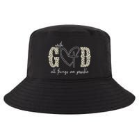 With God All Things Are Possible Cross Heart Cool Comfort Performance Bucket Hat