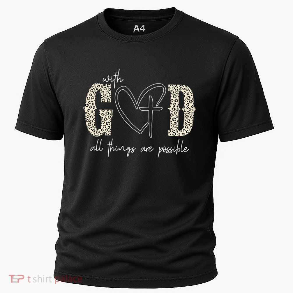 With God All Things Are Possible Cross Heart Cooling Performance Crew T-Shirt