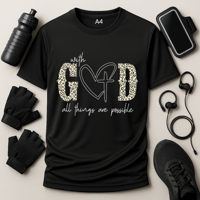 With God All Things Are Possible Cross Heart Performance Shirt