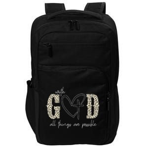 With God All Things Are Possible Cross Heart Impact Tech Backpack