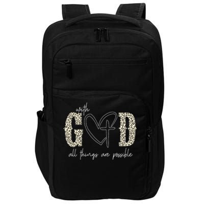 With God All Things Are Possible Cross Heart Impact Tech Backpack