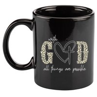 With God All Things Are Possible Cross Heart 11oz C Handle Ceramic Mug