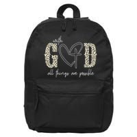With God All Things Are Possible Cross Heart 16 in Basic Backpack
