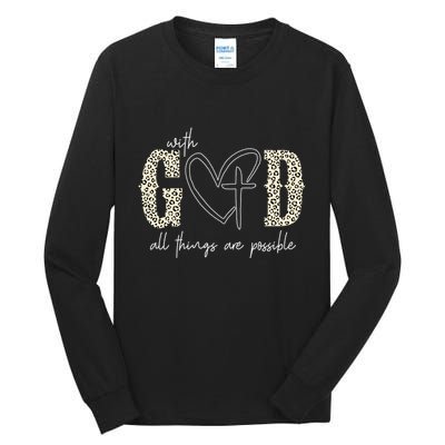 With God All Things Are Possible Cross Heart Tall Long Sleeve T-Shirt
