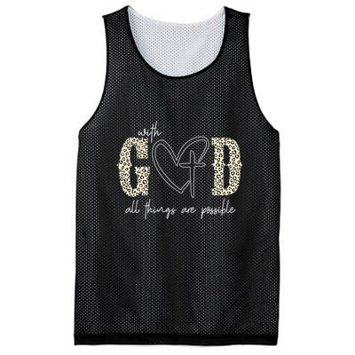 With God All Things Are Possible Cross Heart Mesh Reversible Basketball Jersey Tank