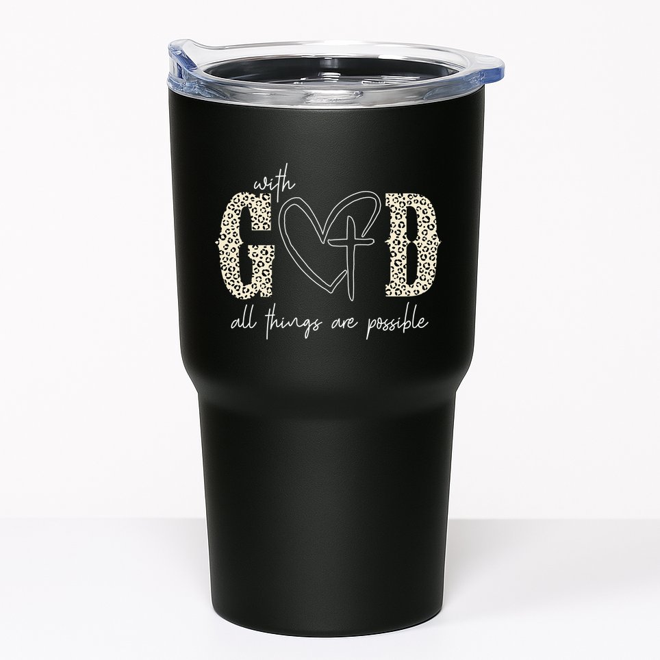 With God All Things Are Possible Cross Heart Tumbler