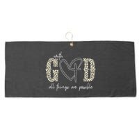 With God All Things Are Possible Cross Heart Large Microfiber Waffle Golf Towel