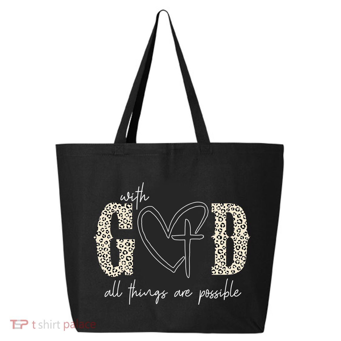 With God All Things Are Possible Cross Heart 25L Jumbo Tote