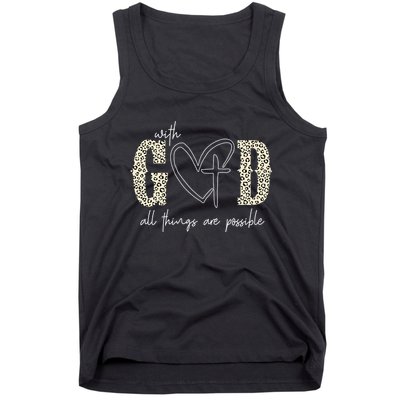 With God All Things Are Possible Cross Heart Tank Top
