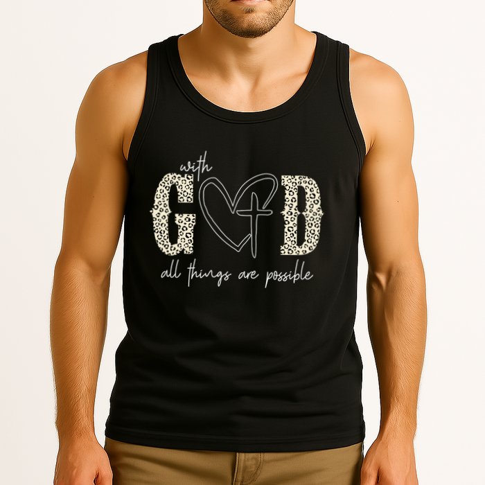 With God All Things Are Possible Cross Heart Tank Top