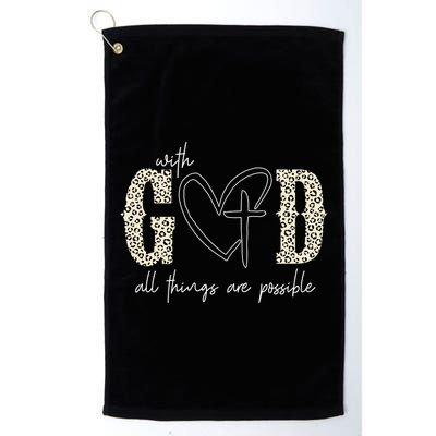 With God All Things Are Possible Cross Heart Golf Towel