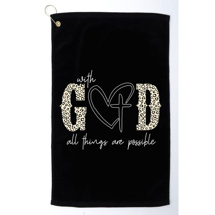 With God All Things Are Possible Cross Heart Golf Towel