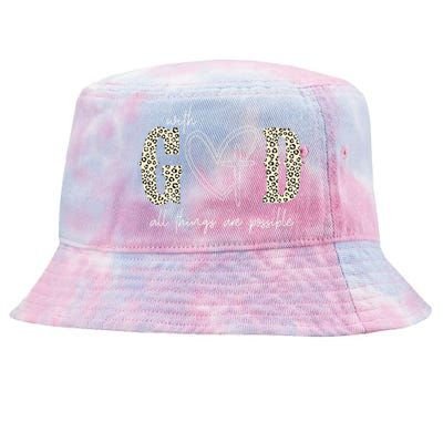 With God All Things Are Possible Cross Heart Tie-Dyed Bucket Hat