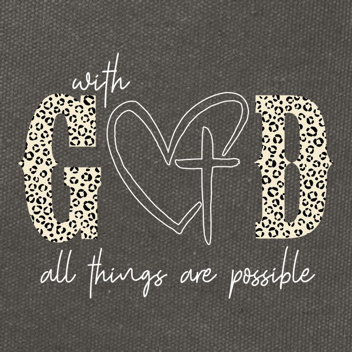 With God All Things Are Possible Cross Heart Cotton Canvas Backpack