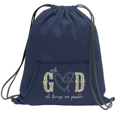 With God All Things Are Possible Cross Heart Sweatshirt Cinch Pack Bag