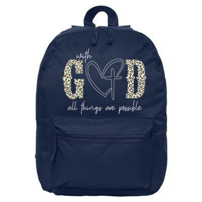 With God All Things Are Possible Cross Heart 16 in Basic Backpack