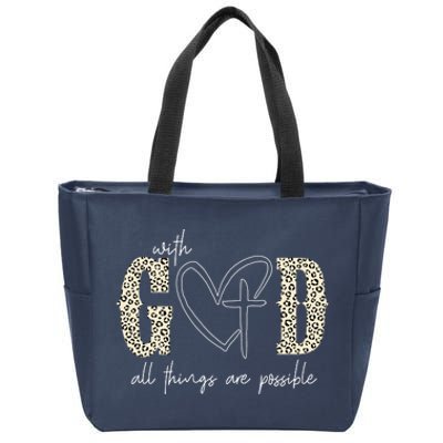 With God All Things Are Possible Cross Heart Zip Tote Bag