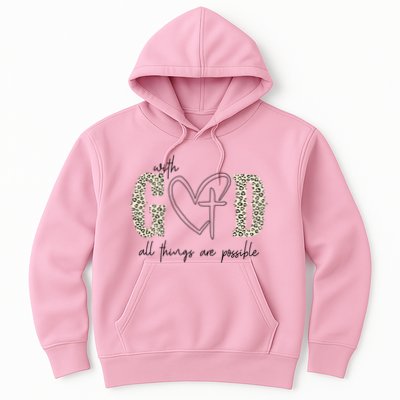 With God All Things Are Possible Cross Heart Hoodie