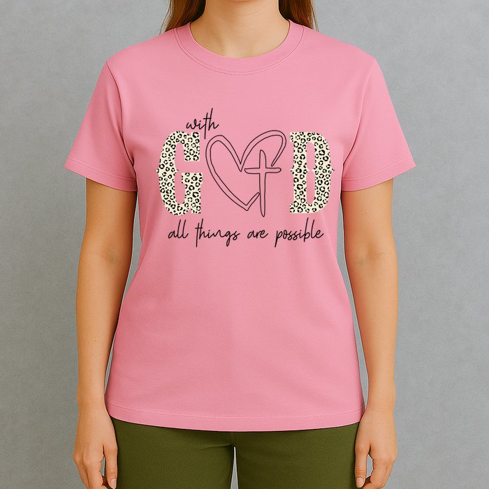 With God All Things Are Possible Cross Heart T-Shirt