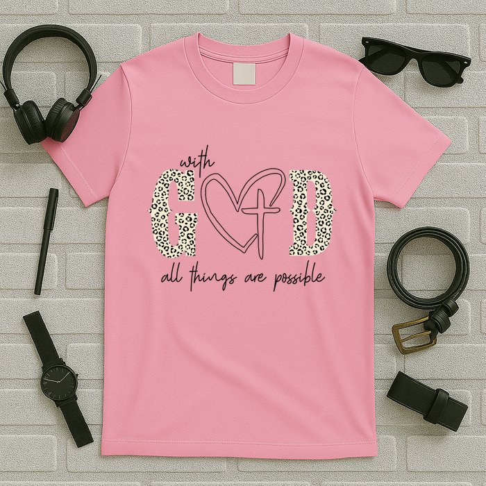 With God All Things Are Possible Cross Heart T-Shirt