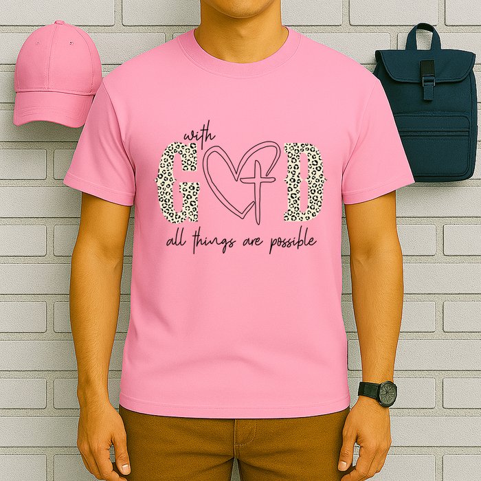 With God All Things Are Possible Cross Heart T-Shirt