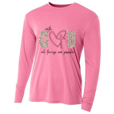 With God All Things Are Possible Cross Heart Cooling Performance Long Sleeve Crew
