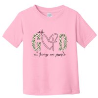 With God All Things Are Possible Cross Heart Toddler T-Shirt