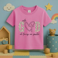 With God All Things Are Possible Cross Heart Toddler T-Shirt