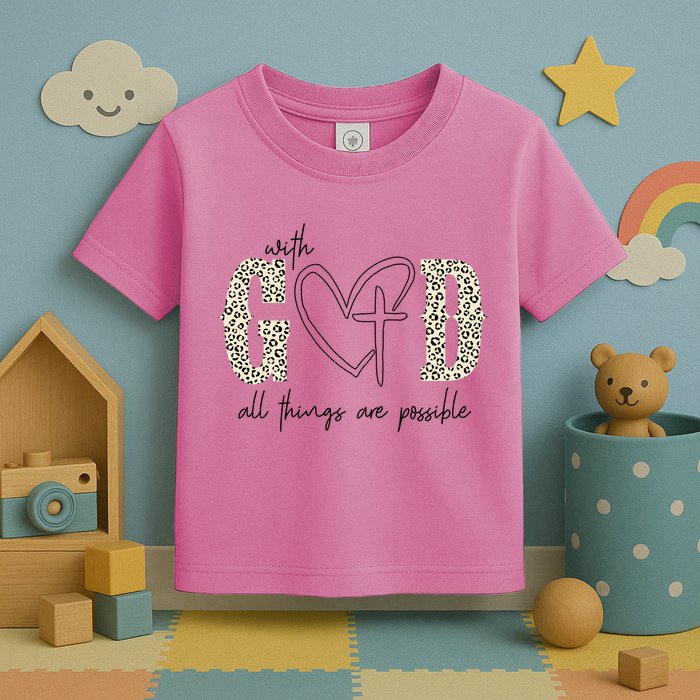 With God All Things Are Possible Cross Heart Toddler T-Shirt