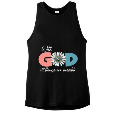 With God All Things Are Possible Ladies PosiCharge Tri-Blend Wicking Tank