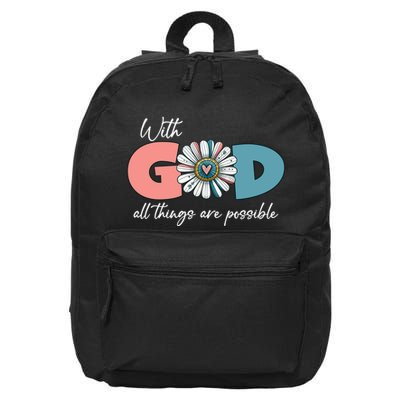 With God All Things Are Possible 16 in Basic Backpack