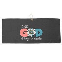 With God All Things Are Possible Large Microfiber Waffle Golf Towel
