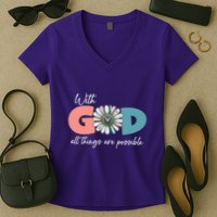 With God All Things Are Possible Women's V-Neck T-Shirt