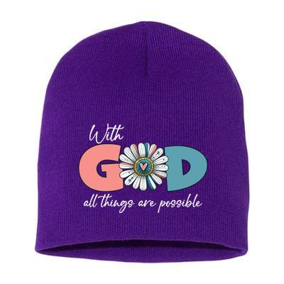 With God All Things Are Possible Short Acrylic Beanie
