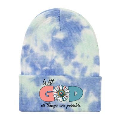 With God All Things Are Possible Tie Dye 12in Knit Beanie