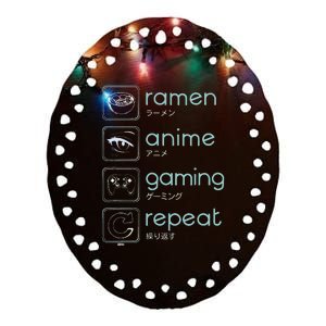 Wakeup Gaming Again Ramen Anime Gaming Restart Ceramic Oval Ornament