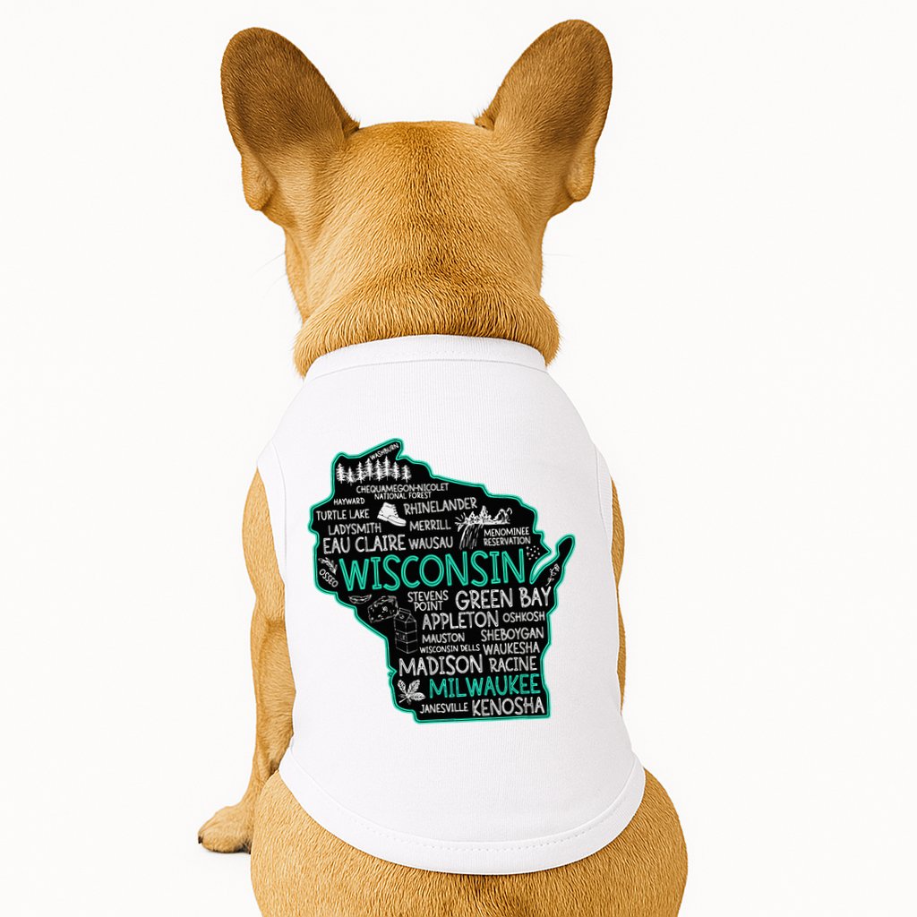 Wisconsin Green Bay Osseo Kenosha Racine Milwaukee Map Doggie Tank