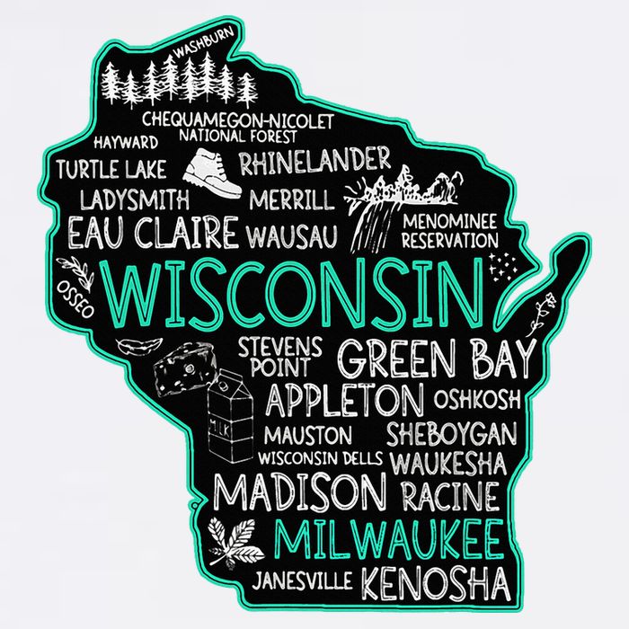 Wisconsin Green Bay Osseo Kenosha Racine Milwaukee Map Doggie Tank