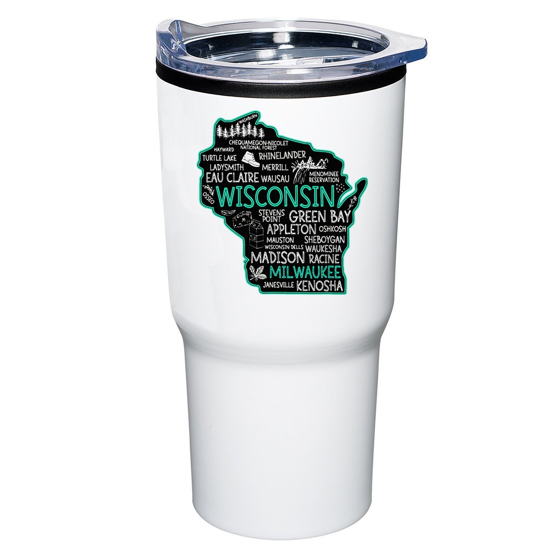 Wisconsin Green Bay Osseo Kenosha Racine Milwaukee Map Tumbler