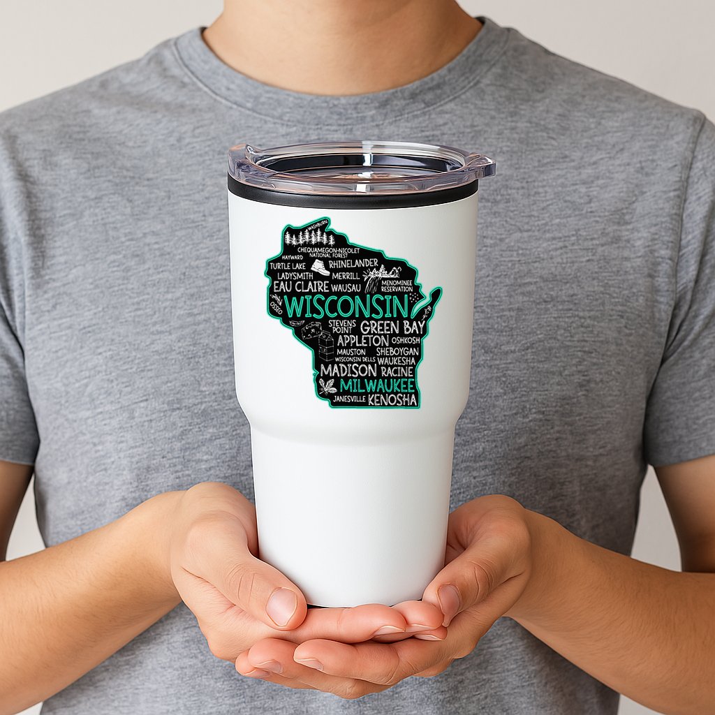 Wisconsin Green Bay Osseo Kenosha Racine Milwaukee Map Tumbler
