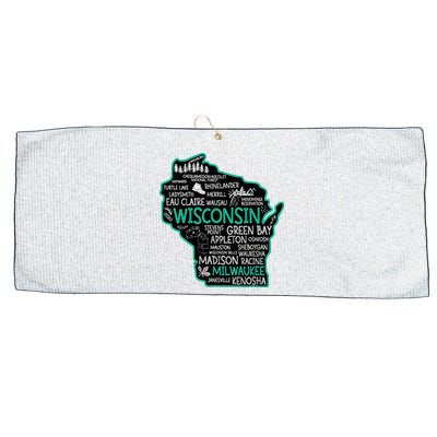 Wisconsin Green Bay Osseo Kenosha Racine Milwaukee Map Large Microfiber Waffle Golf Towel