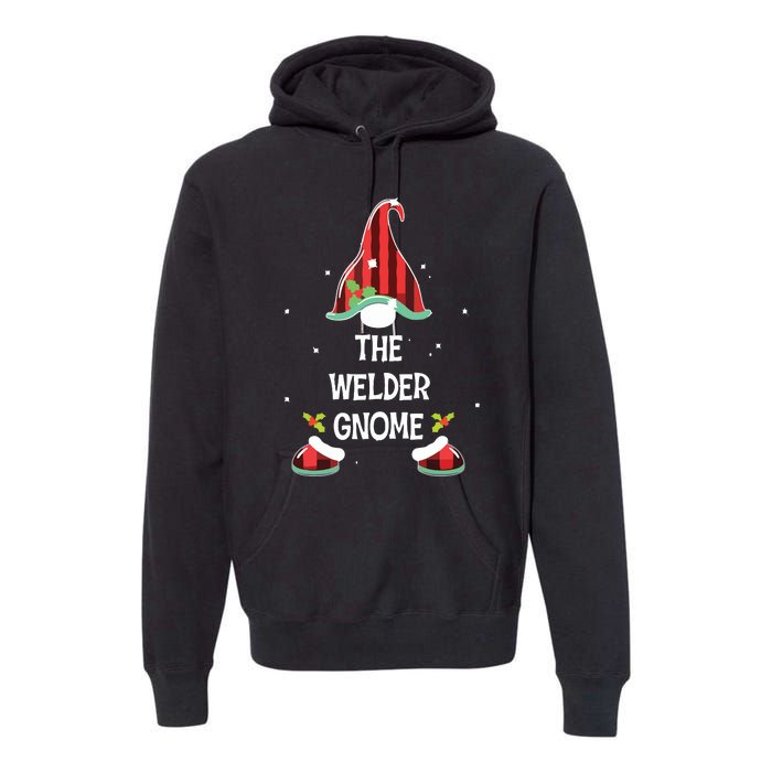 Welder Gnome Buffalo Plaid Matching Family Xmas Pajama Premium Hoodie