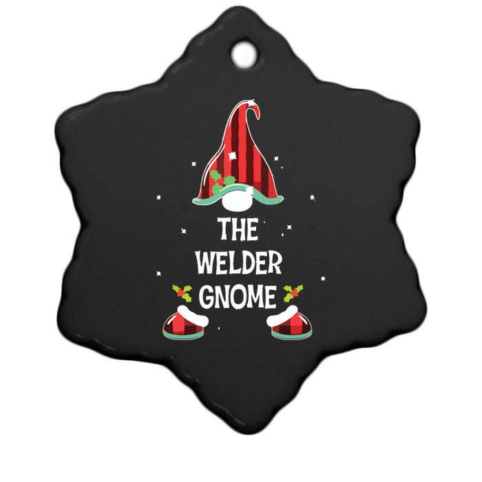 Welder Gnome Buffalo Plaid Matching Family Xmas Pajama Ceramic Star Ornament