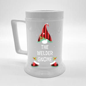 Welder Gnome Buffalo Plaid Matching Family Xmas Pajama Beer Stein