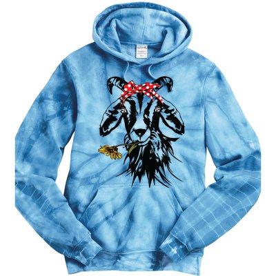 Womens Goats Bandana Farm Animal Lover Funny Goat Graphics Tie Dye Hoodie