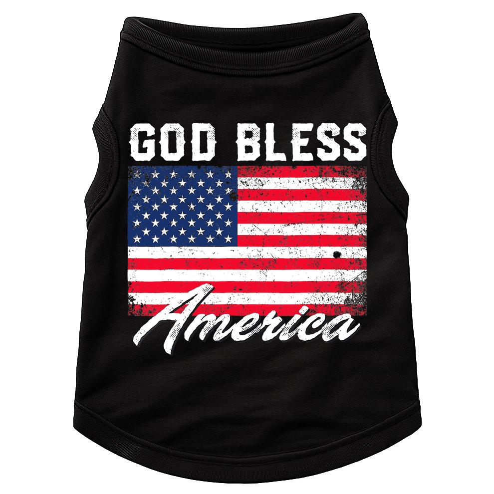 Wo God Bless America USA Flag 4th Of July Patriotic V-Neck Doggie Tank