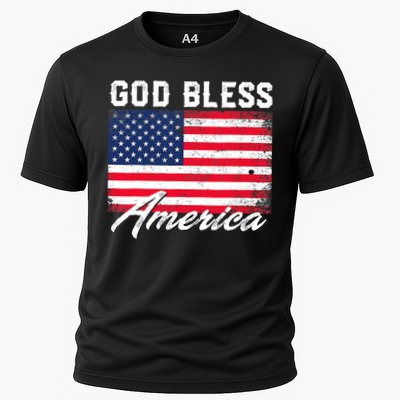 Wo God Bless America USA Flag 4th Of July Patriotic V-Neck Performance Shirt
