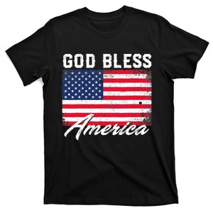 Wo God Bless America USA Flag 4th Of July Patriotic V-Neck T-Shirt