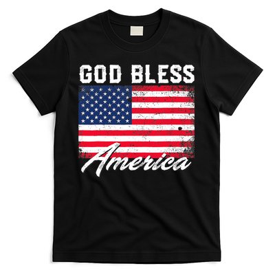 Wo God Bless America USA Flag 4th Of July Patriotic V-Neck T-Shirt